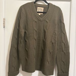 Ruehl Green V-Neck cable sweater